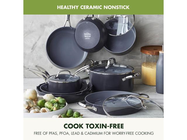 GreenPan Valencia Pro Hard Anodized Healthy Ceramic Nonstick 16 Piece Cookware Pots and Pans Set, PFAS-Free, Induction, Dishwasher Safe, Oven Safe,...
