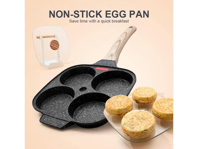 Fried Egg Pan, Egg Frying Pan with Lid Nonstick 4 Cups Pancake Pan Aluminium Alloy Cooker for Breakfast, Induction Compatible
