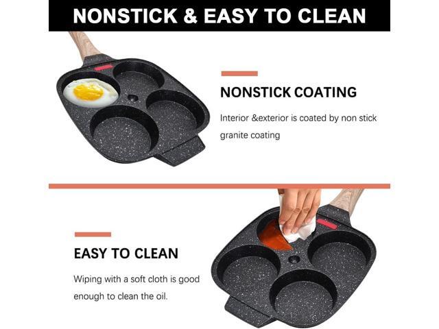 Fried Egg Pan, Egg Frying Pan with Lid Nonstick 4 Cups Pancake Pan Aluminium Alloy Cooker for Breakfast, Induction Compatible