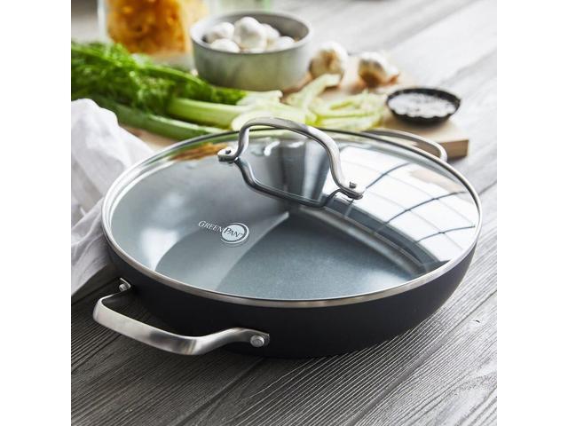 GreenPan Chatham Hard Anodized Healthy Ceramic Nonstick, 11' Everyday Frying Pan Skillet with 2 Handles and Lid, PFAS-Free, Dishwasher Safe, Oven...