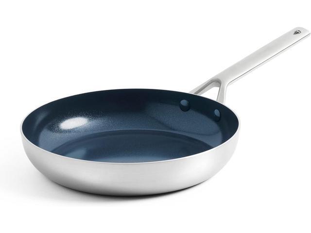 Blue Diamond Cookware Tri-Ply Stainless Steel Ceramic Nonstick, 9.5' Frying Pan Skillet, PFAS-Free, Multi Clad, Induction, Dishwasher Safe, Oven.