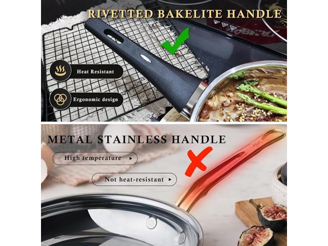 Meythway Stainless Steel Pots and Pans Set Non Toxic, 6PCs Kitchen Cookware Sets with Stay-Cool Handles, Non-Stick, Dishwasher Safe & Compatible...