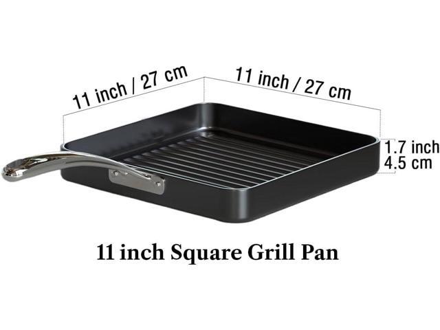 Cooks Standard Nonstick Square Grill Pan 11 x 11-Inch, Hard Anodized Grilling Skillet Pan Cookware for Camping, Home Use