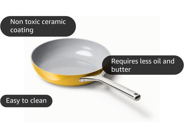 Caraway Nonstick Ceramic Frying Pan (2.7 qt, 10.5') - Non Toxic, PTFE & PFOA Free - Oven Safe & Compatible with All Stovetops (Gas, Electric &...