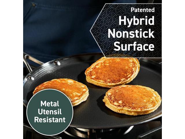 HexClad Hybrid Nonstick 12-Inch Griddle Pan, Stay-Cool Handle, Dishwasher-Friendly, Oven-Safe Up to 900°F, Induction Ready, Compatible with All...