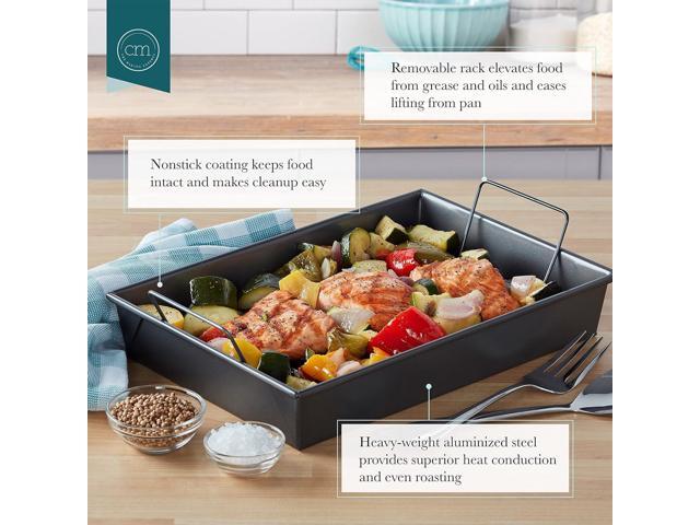 Chicago Metallic 16947 Professional Roast Pan with Non-Stick Rack, 13-Inch-by-9-Inch, Gray