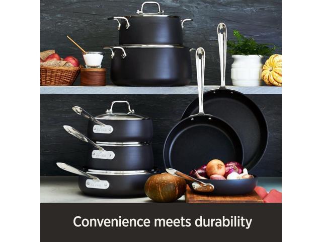All-Clad HA1 Hard Anodized Nonstick Roaster and Nonstick Rack 13x16 Inch Oven Broiler Safe 500F Roaster Pan, Pots and Pans, Cookware Black