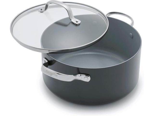 GreenPan Valencia Pro Hard Anodized Healthy Ceramic Nonstick 5QT Stock Pot with Lid, PFAS-Free, Induction, Dishwasher Safe, Oven Safe, Gray