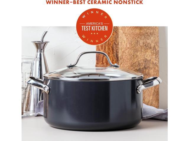 GreenPan Valencia Pro Hard Anodized Healthy Ceramic Nonstick 5QT Stock Pot with Lid, PFAS-Free, Induction, Dishwasher Safe, Oven Safe, Gray