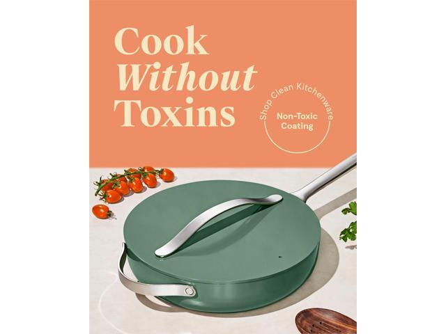 Caraway Nonstick Ceramic Sauté Pan with Lid (4.5 qt, 11.8') - Non Toxic, PTFE & PFOA Free - Oven Safe & Compatible with All Stovetops (Gas,...