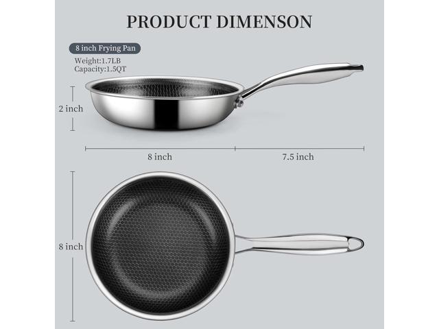 Stainless Steel Frying Pan Nonstick Frying Pan 8 Inch Honeycomb Coatings Stainless Steel Kitchen Cooking Pan Skillet Woks Pan Egg Pans Non Toxic...