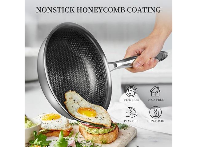 Stainless Steel Frying Pan Nonstick Frying Pan 8 Inch Honeycomb Coatings Stainless Steel Kitchen Cooking Pan Skillet Woks Pan Egg Pans Non Toxic...