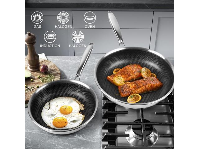 Stainless Steel Frying Pan Nonstick Frying Pan 8 Inch Honeycomb Coatings Stainless Steel Kitchen Cooking Pan Skillet Woks Pan Egg Pans Non Toxic...