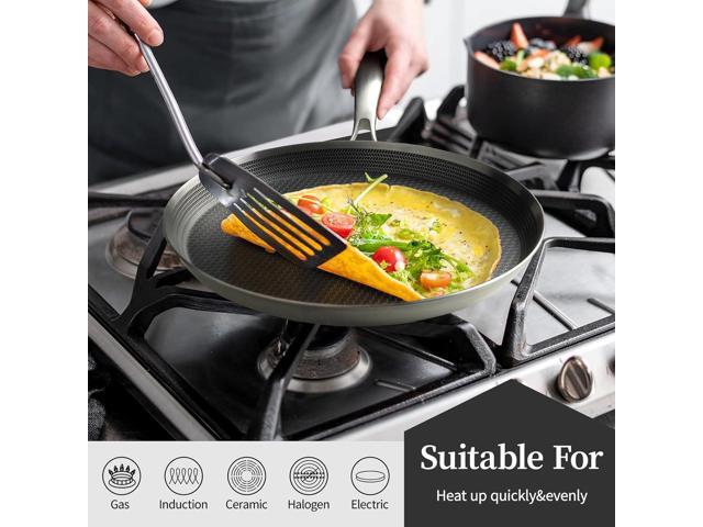 Stainless Steel Crepe Pan - 10 Inch Nonstick Crepe Pan, Stainless Steel Honeycomb Coating Pancake Pan, Non Stick Flat Skillet Tawa Dosa Tortilla...