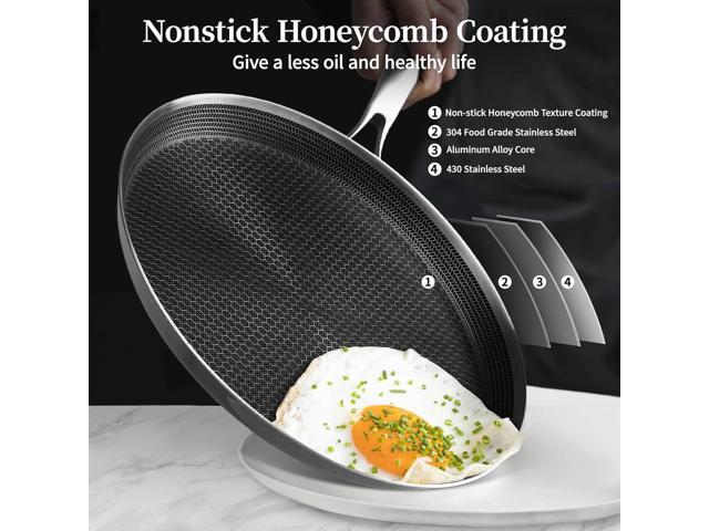 Stainless Steel Crepe Pan - 10 Inch Nonstick Crepe Pan, Stainless Steel Honeycomb Coating Pancake Pan, Non Stick Flat Skillet Tawa Dosa Tortilla...