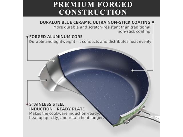 Nuwave Healthy Duralon Blue Ceramic Nonstick Cookware Set, Diamond Infused Scratch-Resistant, PFAS Free, Dishwasher & Oven Safe, Induction Ready &...