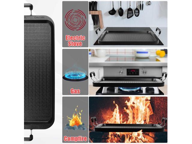 Vayepro Stove Top Flat Griddle, 17 Inch 2 Burner Griddle Pan for Stove Top Grill, Aluminum Pancake Griddle, Non-Stick Top Griddle for Gas Grill,...