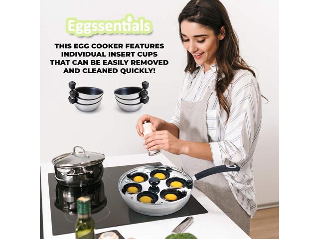 Eggssentials Egg Poacher Pan Nonstick Poached Egg Maker, Stainless Steel Egg Poaching Pan, Poached Eggs Cooker Food Grade Safe PFOA Free with...