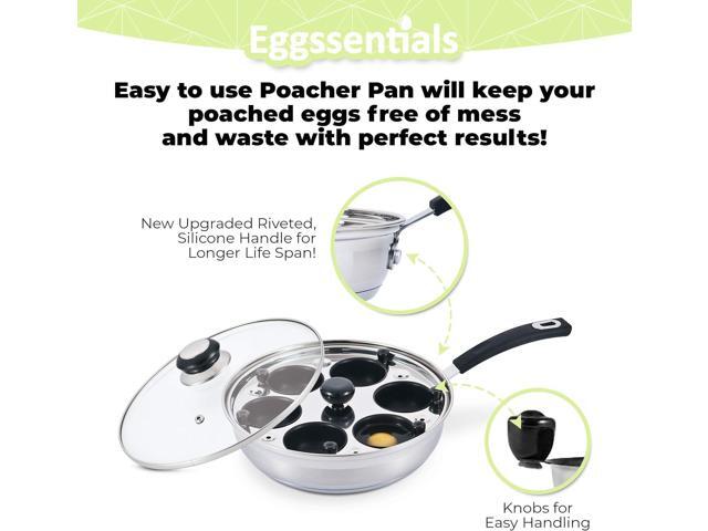Eggssentials Egg Poacher Pan Nonstick Poached Egg Maker, Stainless Steel Egg Poaching Pan, Poached Eggs Cooker Food Grade Safe PFOA Free with...