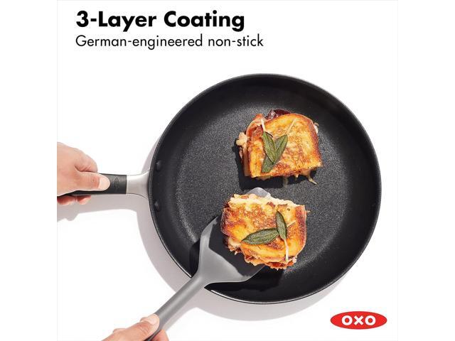 OXO Good Grips 10 Piece Cookware Pots and Pans Set, 3-Layered German Engineered Nonstick Coating, Stainless Steel Handle with Nonslip Silicone, Gray