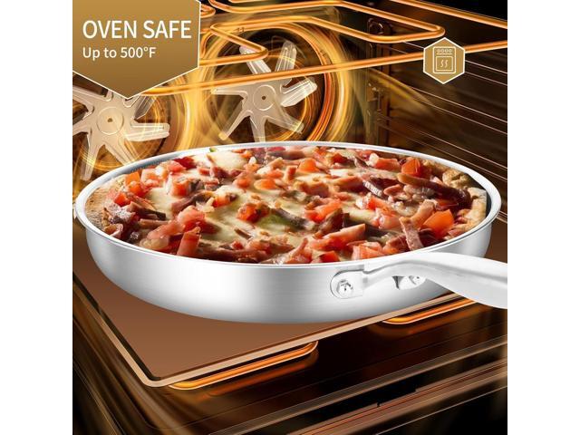 Inqibee 12-Inch Hybrid Tri-Ply Stainless Steel Sauté Pan,Non-stick Frying Pan with Lid,Skillet,Induction Chef's Pan,Heavy Duty and Oven...