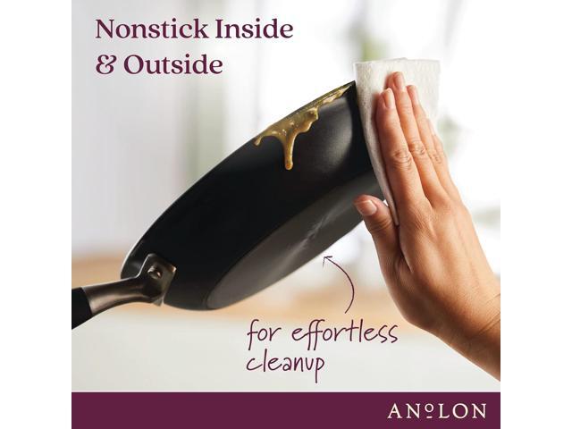 Anolon Advanced Home Hard Anodized Nonstick Sauce Pan/Saucepan with Straining and Lid, 2 Quart (2 Qt Straining Saucepan, Onyx)
