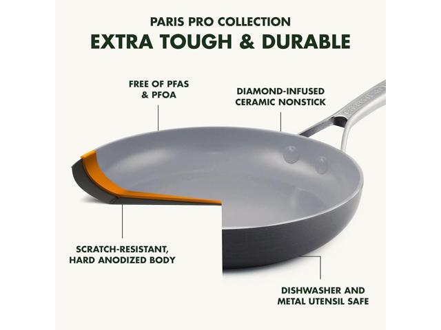 GreenPan Paris Pro Hard Anodized Healthy Ceramic Nonstick, 11 Piece Cookware Pots and Pans Set with Stainless Steel Lids, PFAS-Free, Dishwasher...