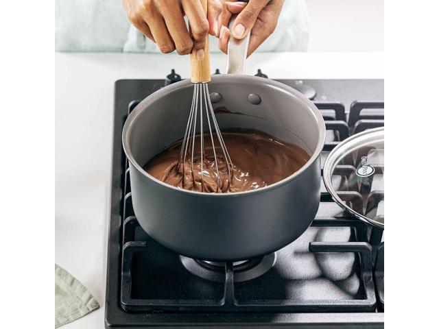 GreenPan Chatham Hard Anodized Healthy Ceramic Nonstick, 3QT Saucepan Pot with Lid, PFAS-Free, Dishwasher Safe, Oven Safe, Gray