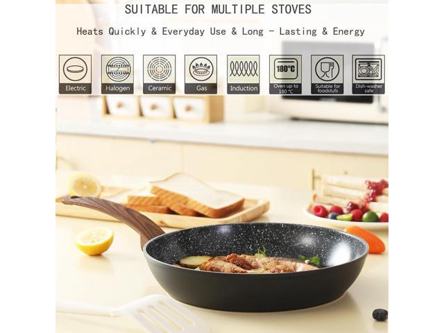 Pots and Pans Set Non Stick, Ceramic Cookware Set with Granite Pattern Kitchen Cooking Sets Induction Pot and Pan w/Frying Pans, Saucepans,...