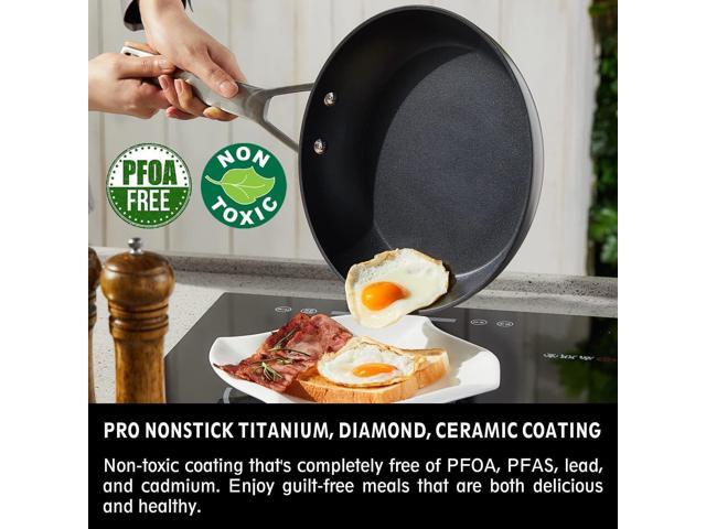 MsMk Non Stick Frying Pans, 10 Inch and 12 Inch Nonstick Frying Pan Set PFOA Free Non-Toxic, Skillet Set for Induction, Ceramic and Gas Cooktops
