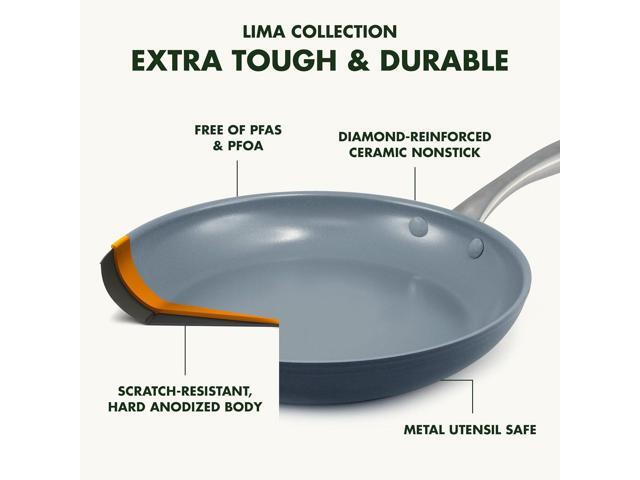GreenPan Lima Hard Anodized Healthy Ceramic Nonstick 1QT and 2QT Saucepan Pot Set, PFAS-Free, Oven Safe, Gray