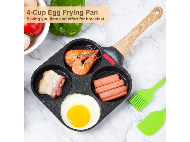 MyLifeUNIT Egg Frying Pan, 4-Cup Egg Pan Nonstick, Fried Egg Pan Skillet for Breakfast, Pancake, Hamburger, Sandwiches, Suitable for Gas Stove &...