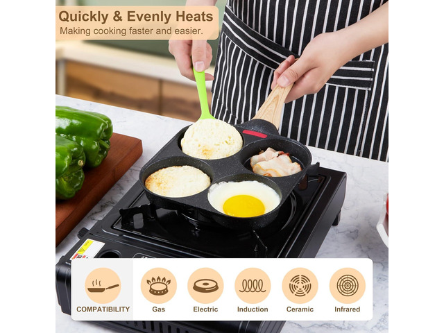 MyLifeUNIT Egg Frying Pan, 4-Cup Egg Pan Nonstick, Fried Egg Pan Skillet for Breakfast, Pancake, Hamburger, Sandwiches, Suitable for Gas Stove &...