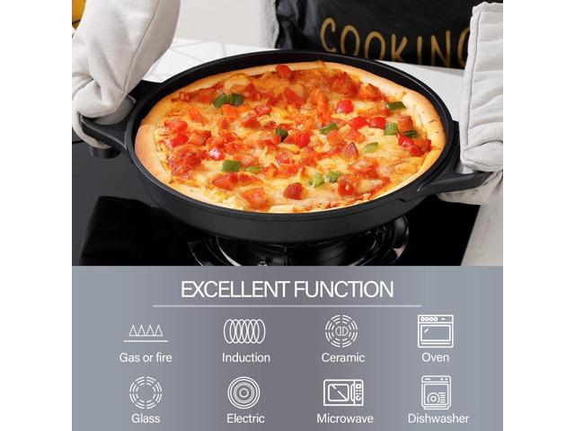 S·KITCHN Cast Aluminum Griddle Pan for Stovetop with Lid - Lighter than Cast Iron Skillet,Round Frying Pans Nonstick Grill Pan Dishwasher & Oven...