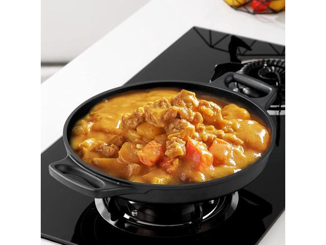 S·KITCHN Cast Aluminum Griddle Pan for Stovetop with Lid - Lighter than Cast Iron Skillet,Round Frying Pans Nonstick Grill Pan Dishwasher & Oven...