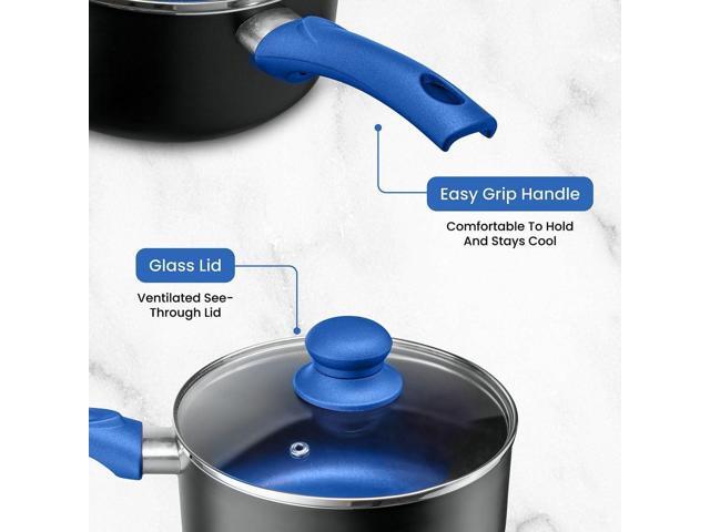 Chef's Star Pots And Pans Set Kitchen Cookware Sets Nonstick Aluminum Cooking Essentials 11 Pieces Blue