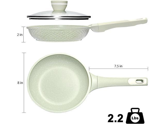 Non stick Frying Pans 8 in Skillet with Lid, Omelet Pan, Small Frying Pans Nonstick, Healthy Cookware Non Toxic Chefs Pan, Egg Pan with Heat...