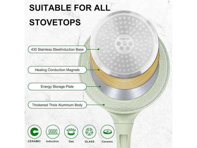 Non stick Frying Pans 8 in Skillet with Lid, Omelet Pan, Small Frying Pans Nonstick, Healthy Cookware Non Toxic Chefs Pan, Egg Pan with Heat...