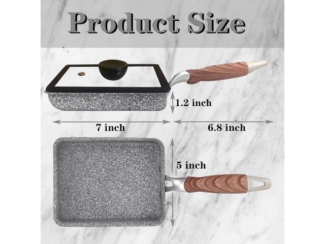 9 PCS Tamagoyaki Pan Set, Japanese Omelette Pan Nonstick with Lid, Square Japanese Egg Pan, Rectangle Tamago Pan 7' x 5' Grey