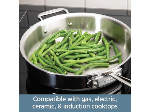 All-Clad D3 Stainless Steel Frying Pan with Lid, Tri-Ply Bonded, 12-Inch, Silver