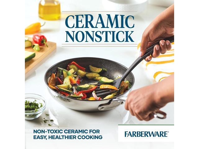 Farberware Millennium Stainless Steel Nonstick Cookware Set, 10-Piece Pot and Pan Set, Stainless Steel