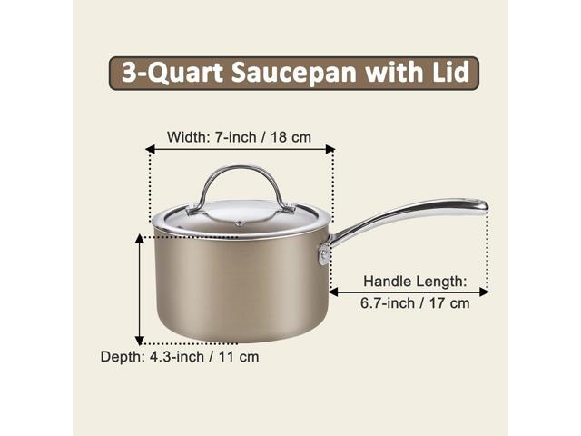 Cooks Standard 3-Quart Saucepan Hard Anodized Ceramic Nonstick with Glass Lid, Classic Small Cooking Sauce pot Mini Milk Pan, Induction Compatible,...