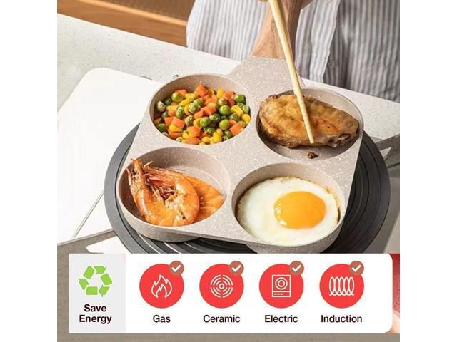 Four-Cup Fried Egg Pan, Medical Stone Non-Stick Frying Pan for Breakfast,Divided Egg Omelet Pans Suitable for Gas Stove and Induction Cooker...