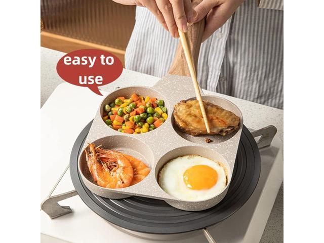 Four-Cup Fried Egg Pan, Medical Stone Non-Stick Frying Pan for Breakfast,Divided Egg Omelet Pans Suitable for Gas Stove and Induction Cooker...