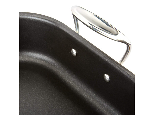 All-Clad Specialty Stainless Steel Large Roaster with Nonstick Rack 13x16 Inch Oven Broiler Safe 500F Roaster Pan, Pots and Pans, Cookware Silver