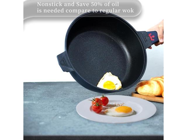TIBORANG 8 in 1 Multipurpose 11 Inch 5 Quart Heat Indicator Nonstick Deep Frying Pan with Glass Lid, Stay-cool Handle, Steamed Grid,...