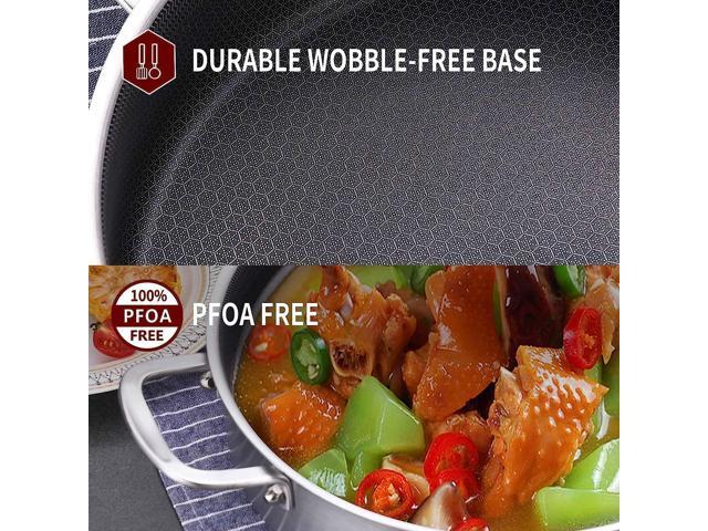LOLYKITCH 6 QT Hybrid Tri-Ply Stainless Steel Non-Stick Sauté Pan with Lid,12 Inch Deep Frying Pan,Large Skillet,Jumbo Cooker,Induction Pan, Oven...