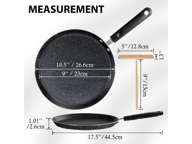 Buecmue 10.5 Inch Nonstick Crepe Pan with Spreader, Granite Coating Skillet Pan for Roti Egg Omelet Tortilla Tawa Dosa, Flat Frying Pan, Induction...