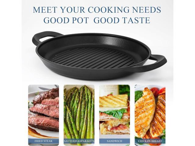 Vinchef Nonstick Grill Pan for Stove tops 13.0' Skillet, Indoor Induction Cast-aluminum Grill Pan with Lid and Anti-Scalding Tools, GRANITEC...
