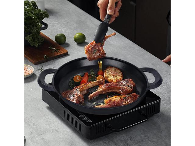 Vinchef Nonstick Grill Pan for Stove tops 13.0' Skillet, Indoor Induction Cast-aluminum Grill Pan with Lid and Anti-Scalding Tools, GRANITEC...